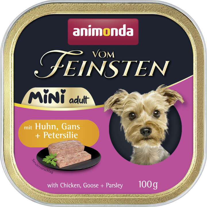 animonda Hunde-Nassfutter Vom Feinsten Adult Mini Huhn, Gans + Petersilie